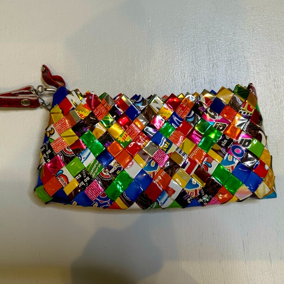 Vintage Nahui Ollin candy wrapper clutch, handmade-no two are alike, Collectible - Picture 2 of 6